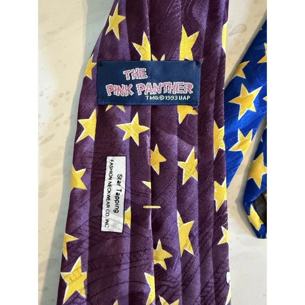Vintage 90s Cartoon Tie Bundle Flintstones Pink Panther Garfield‎ Disney 4pc Lot